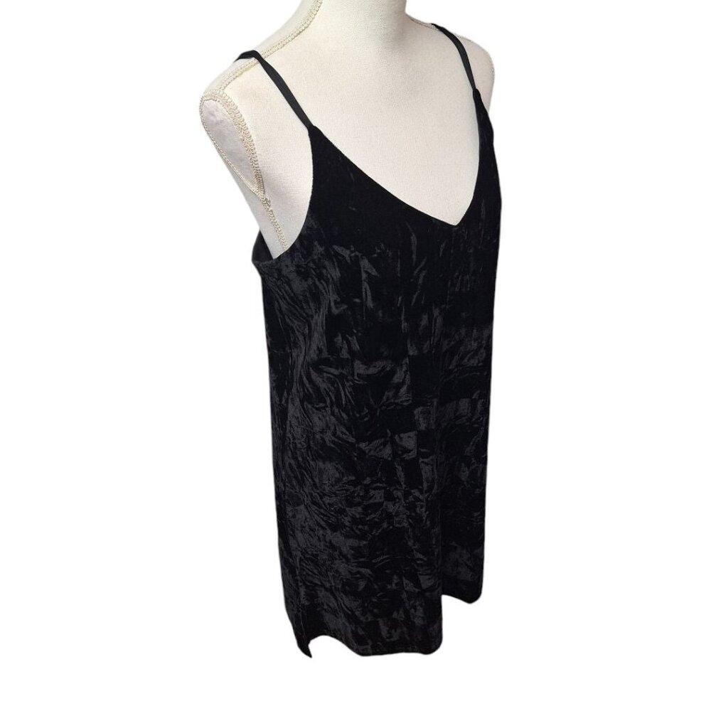 Evelyn‎ Blue Velvet Dress Spaghetti Strap Slip Juniors Large Black Y2K Formal
